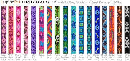 LupinePet Originals 1/2" Turtle Reef 6-9" Adjustable Collar for Extra Small Dogs