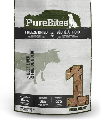 PureBites Beef Liver Freeze Dried Dog Treats, 1 Ingredient, Made in USA, 11oz