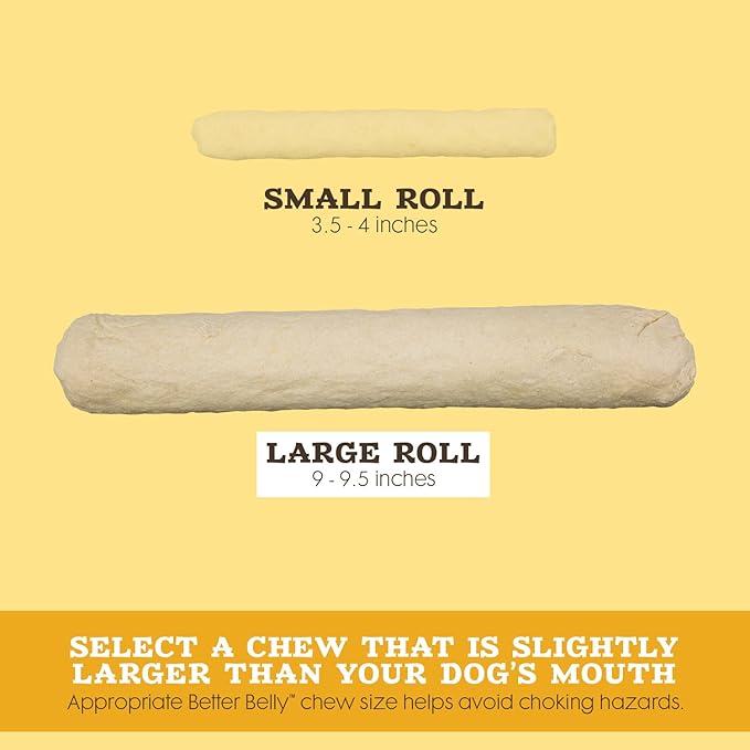 Better Belly Highly Digestible Rawhide Large Roll Chews, 3 Count (Pack of 4)