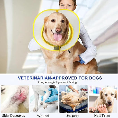 Inflatable Dog Cone Collar for Large Medium Small Dogs to Stop Licking, Soft Dog Cone Alternative Donut Collar After Surgery (Yellow, M+)
