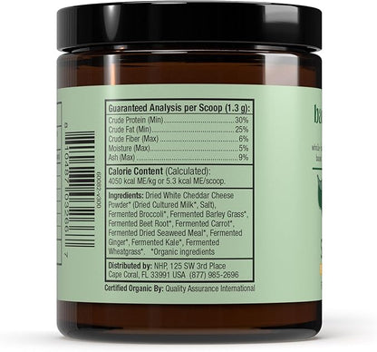 Dr. Mercola Bark & Whiskers Organic Fermented Superfoods - Nutrient-Rich Meal Topper for Dogs & Cats - with Antioxidants - Cheddar Flavor - USDA Organic - 60 Scoops