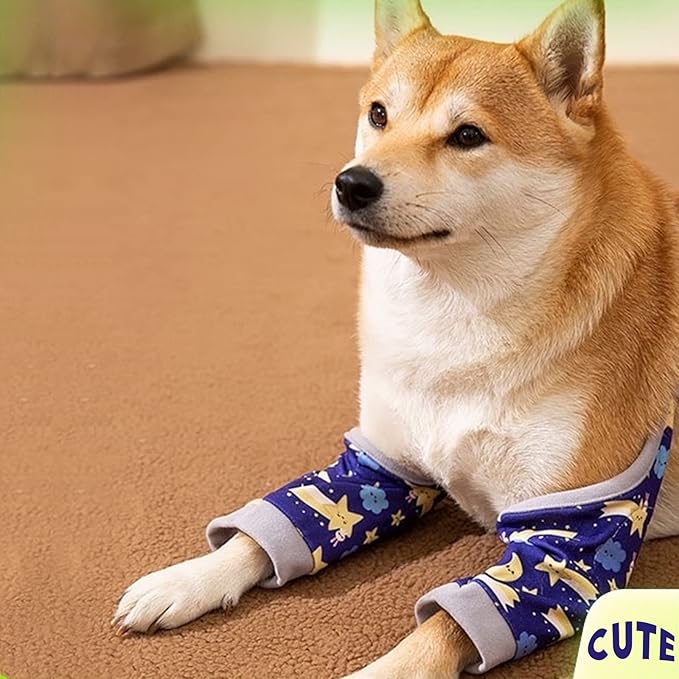 ROZKITCH Dog Surgery Leg Sleeve for Front Legs, Adjustable Pet Prevent Licking Wound Elbow Knee Protector, Dog Leg Sleeve to Stop Licking Cone Collar Alternative for Sprain ACL CCL Arthritis Blue XL