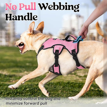 rabbitgoo Escape Proof Dog Harness Large Dogs, Soft Padded Full Body Pet Harness, Reflective Adjustable No Pull Vest with Lift Handle and Leash Clip for Walking Hiking, Light Pink, XL
