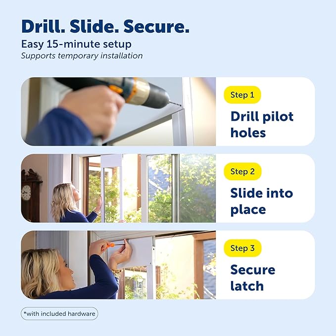 PetSafe Sliding Glass Pet Door - No-Cut DIY Install Doggy Door for Renters - Aluminum Frame - Adjustable Height 75 7/8" to 80 11/16" - Ideal for Large Dogs Up to 100 lb - White