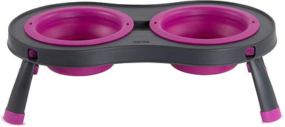 Dexas Pets Double Elevated Pet Feeder, Fuchsia, Large/2.5 Cup Capacity Bowls