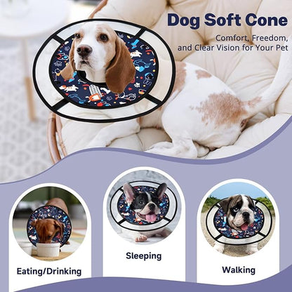 Paw Legend Soft Dog Cone Collar for Dogs After Surgery Pet Recovery Collar for Small Medium Short-Nosed Cats Lightweight Comfy Cone Alternative to Stop Licking, XL