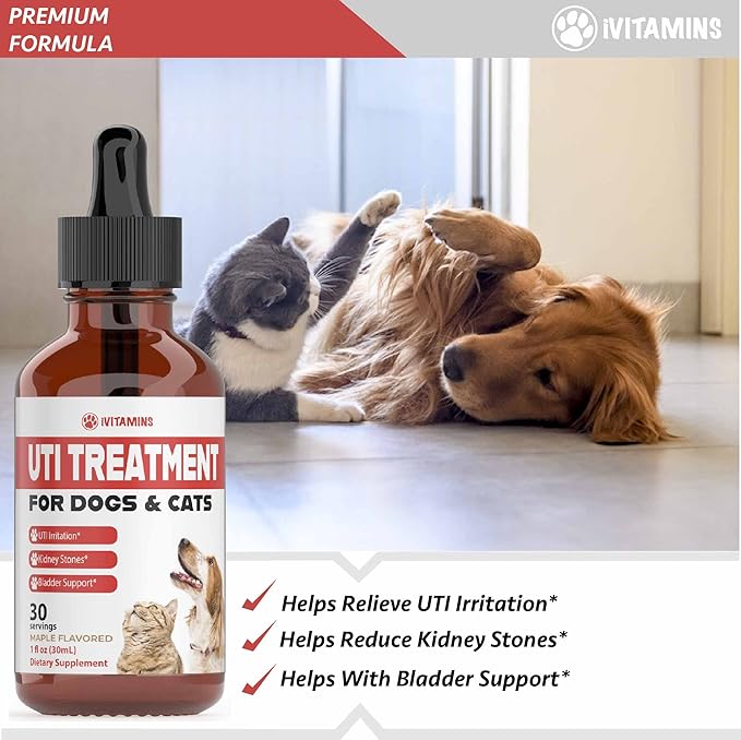Cat & Dog UTI Treatment - UTI Medicine for Dogs - Cat UTI Treatment - Dog UTI Treatment - May Help with UTI's, Incontinence, Bladder Stones & More - 1 fl oz