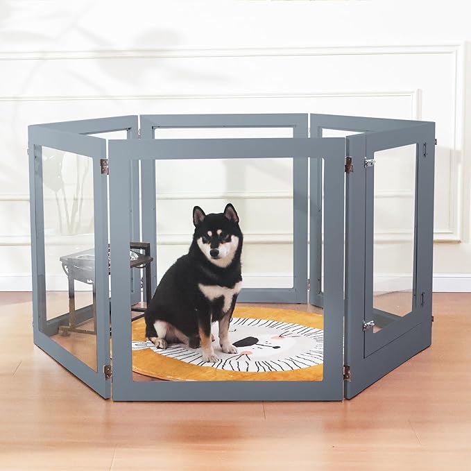 Heavy Duty Clear Acrylic Dog Playpen, 32" Height Transparent Pet Pen, Metal Frame Easy Assemble Kennel Enclosure, Ideal for Small to Medium Dogs, Cats, and Other Small Pets