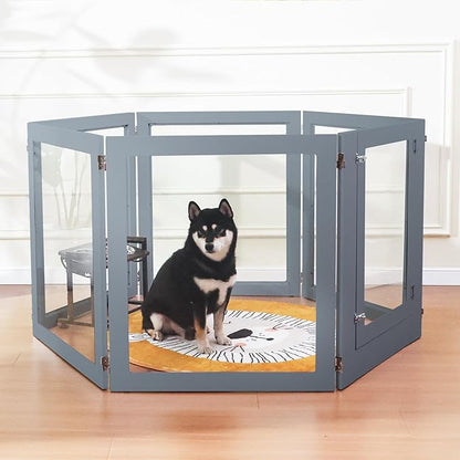Heavy Duty Clear Acrylic Dog Playpen, 32" Height Transparent Pet Pen, Metal Frame Easy Assemble Kennel Enclosure, Ideal for Small to Medium Dogs, Cats, and Other Small Pets