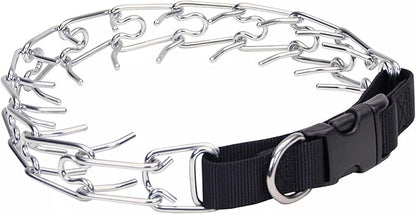 Coastal Pet Titan Easy-On Dog Prong Training Collar with Buckle - Durable Metal Training Collar for Dogs with Side Release Buckle - Black, 3.3 mm x 20".