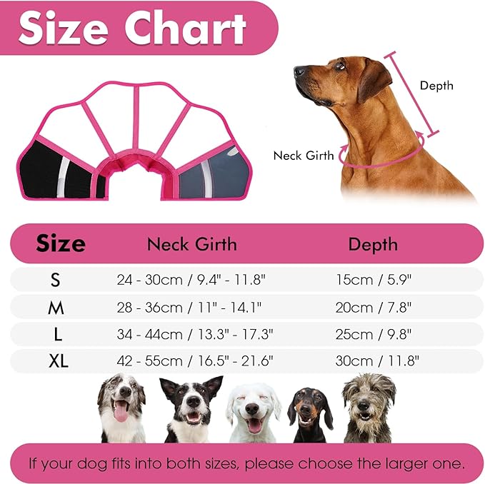 Allroaring Dog Cone Collar After Surgery, Soft Pet Cone for Dogs to Stop Licking, Breathable Pet Recovery Collars & Cones for Medium Dogs, Elizabethan Collar for Wound Care Spay Neuter, Rosered M