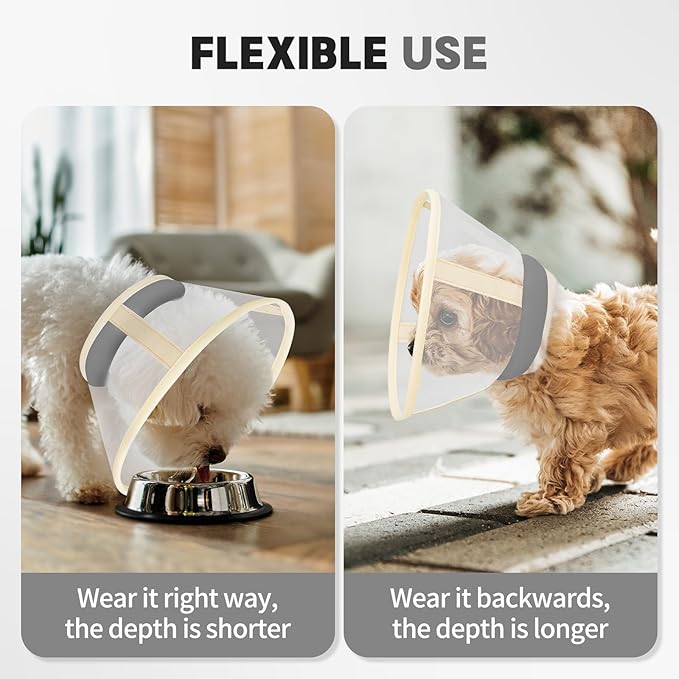 Soft Dog Cone Collar to Stop Licking-Adjustable Comfortable Mesh Recovery Collars After Surgery for Small or Miniature Dogs, Alternative to Plastic Elizabethan Collar for Neuter Incision Care (Grey,M)
