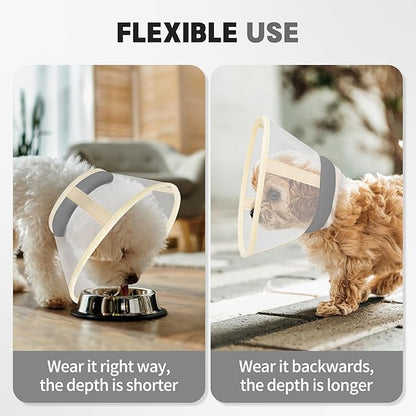 Soft Dog Cone Collar to Stop Licking-Adjustable Comfortable Mesh Recovery Collars After Surgery for Small or Miniature Dogs, Alternative to Plastic Elizabethan Collar for Neuter Incision Care (Grey,M)