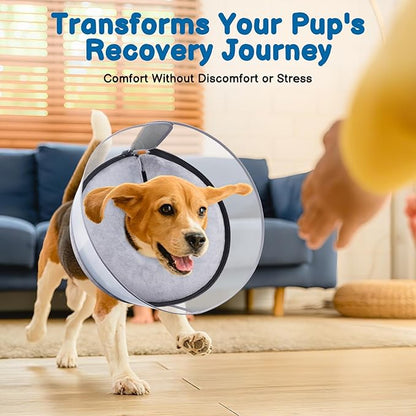 BARKLESS Dog Donut Collar, 2-in-1 Inflatable Dog Collars for After Surgery to Stop Licking Wounds, Patented Protective Donut Cone with High Shield for Small and Medium Pets (Grey, M)