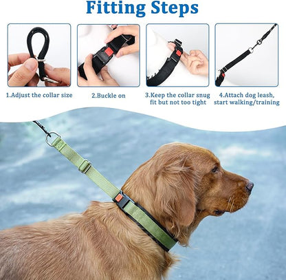 Mayerzon No Pull Dog Collar, Patented Martingale Collar for Small Medium Large Dogs with Buckle and Heavy Duty Nylon for Walking Training Hunting, Safe and Easy to Use(S, Green)
