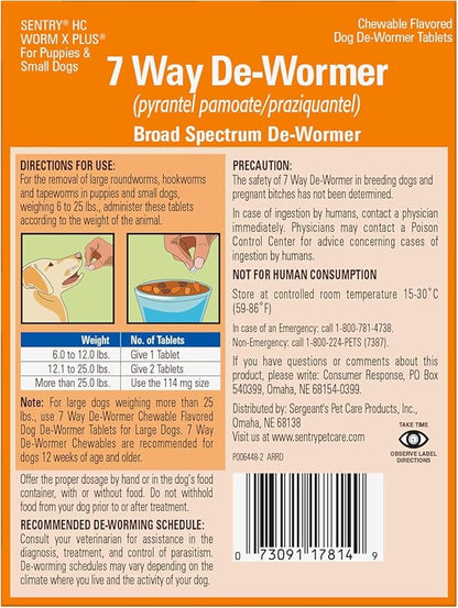 Sentry Worm X Plus 7 Way DeWormer Small Dogs (6 Count), Pack of 3