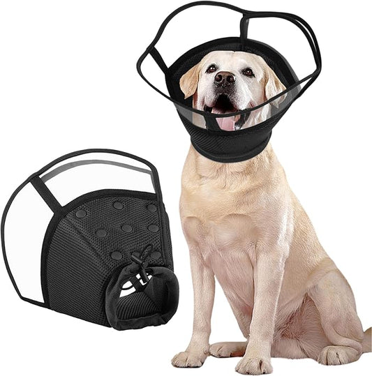 Kuoser Large Dog Cone Collar After Surgery, Soft Cone for Dogs to Stop Licking, Breathable Pet Recovery Collar Comfortable Elizabethan Collars, Adjustable Protective Dog Cones for Large Dogs, Black XL