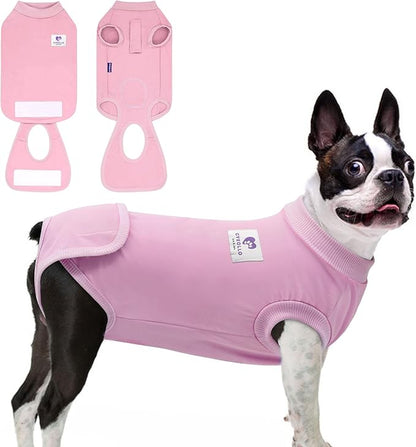 cyeollo Dog Surgery Recovery Suit for Female Male Dogs Cats Soft Breathable Dog Onesie After Spay, Neuter, Anti-Licking Pet Surgical Recovery Snugly Suit Bodysuit, Pink, XS