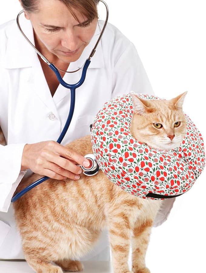Protective Inflatable Collar for Dogs and Cats - Soft Pet Recovery Collar Does Not Block Vision, Prevents Pets from Touching Stitches, Wounds and Rashes (Floral - 1, Neck 21" - 25")