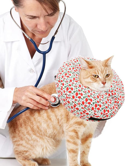Protective Inflatable Collar for Dogs and Cats - Soft Pet Recovery Collar Does Not Block Vision, Prevents Pets from Touching Stitches, Wounds and Rashes (Floral - 1, Neck 21" - 25")
