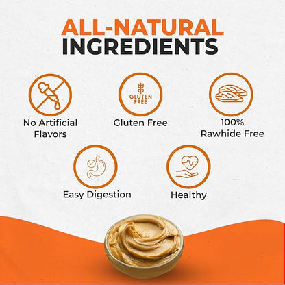 Canine Naturals Peanut Butter Chew - Rawhide Free and Dog Treats - Made from Real Peanut Butter - All-Natural and Easily Digestible - 10 Pack of 5 Inch Stick Chews