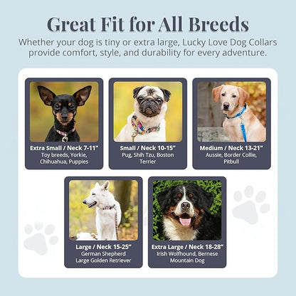 Lucky Love Dog - Easy Click Buckle Dog Collar with Leash Set Combo, Durable & Comfortable for Male & Female Dogs, Pet Collar for Small Dogs, Secure Fit - Lilian Combo, XS