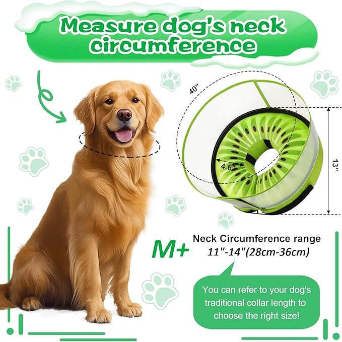 Inflatable Dog Cone Collar with Detachable Enhanced Anti-Licking Shield, Soft Neck Donut Collar for Dogs After Surgery, Adjustable Dog Cone Alternative for Large Medium Small Dogs & Cats