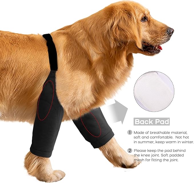 ROZKITCH Dog Surgery Leg Sleeve for Front Legs, Pet Prevent Licking Wound Elbow Knee Protector, Dog Leg Sleeve to Stop Licking Cone Collar Alternative for Sprain ACL CCL Arthritis Black 2XL