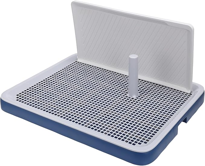 Indoor Dog Potty Tray with High Wall, 19.3 x 24.8 in Mesh Training Toilet for Puppy and Small Dogs, Deep Base Pee Pad Holder with Splash Guard, Non-Slip Bottom, Easy-Clean, House Training Use