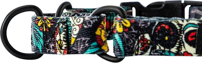 Wolfgang Heavy Duty Martingale Dog Collar with Quick Release Nylon Buckle for Walking & Training, LosMuertos Print, Extra Large