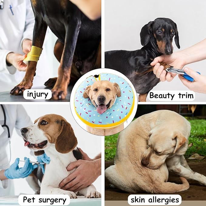 Dog Cone Collar Inflatable Donut for Large Medium Small Dogs, Soft Waterproof Dog Cone Alternative After Surgery Prevents Licking Wounds Easy Clean (Blue, XL (Neck 18"-23"))