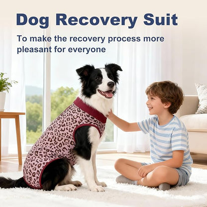 Jiupety Dog Surgical Recovery Suit Adjustable, Not Fit Slim and Long Body, Dogs Suit for Surgery Recovery, 2XL Size, Anti-Licking Surgical Dog Onesies, Pink Leopard
