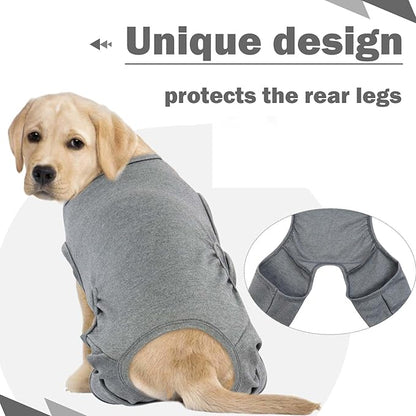 ROZKITCH Dog Surgery Suit for Rear Right Left Leg, Pet Prevent Licking Wound Elbow Protector, Dog Leg Wound Protector for Sprain ACL CCL Arthritis Joint Care Grey 3XL