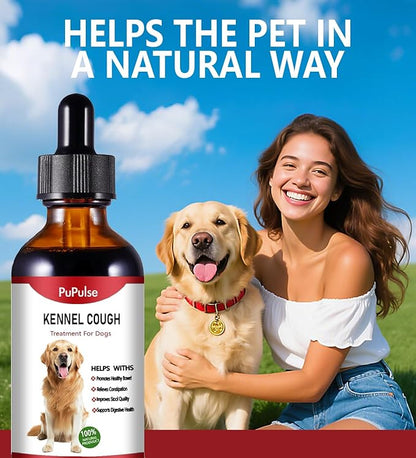 Kennel Cough for Dogs, Natural Dog Cough Treatmen, Gentle Dog Allergy Relief, Cough Supplement for Dogs Respiratory Infection, Herbal Drops for All Breeds & Sizes