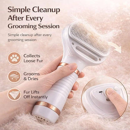 All-in-One Steam Pet Grooming Brush for Dogs & Cats, Soft Brushing with Drying & Deshedding, Calm Home Grooming Tool for Daily Use