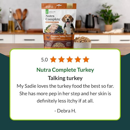 ULTIMATE PET NUTRITION Nutra Complete, 100% Freeze Dried Veterinarian Formulated Raw Dog Food with Antioxidants Prebiotics and Amino Acids, (1 Pound (Pack of 4), Turkey)