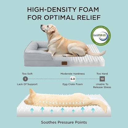 Bedsure Cooling Dog Bed Medium Size Dogs - Orthopedic Medium Dog Cat Cooling Bed Washable, Pet Couch Sofa with Waterproof Removable Cover, Pets Bed with Nonskid Bottom, Cooling Blue, 28"