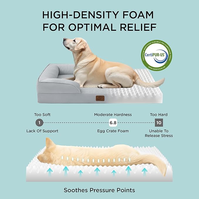 Bedsure XL Dog Bed for Extra Large Dogs - Orthopedic XLarge Dog Cat Cooling Bed Washable, Comfort Dogs Couch Sofa with Waterproof Removable Cover, Pet Bed with Nonskid Bottom, Cooling Blue, 42"