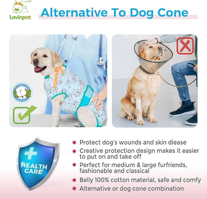 LovinPet Large Dog Recovery Suit: Spay Suit for Female & Male Dogs, Anti-Licking Protection, Full Body Coverage, Anti-Shedding