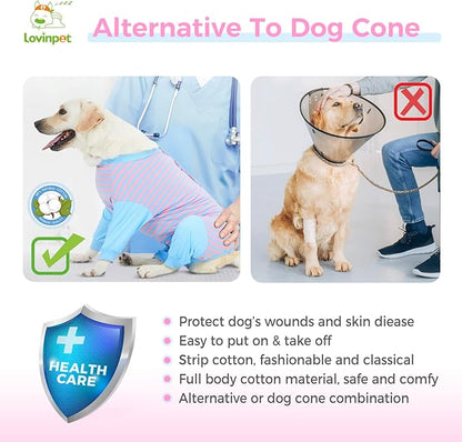 LovinPet Dog Recovery Suit - Medium Large - After Surgery Dog Recovery Suit Anti Licking Abdominal Wound Surgical Clothes Post-Operative Vest E-Collar Alternative Recovery Shirt,Blue,3XL