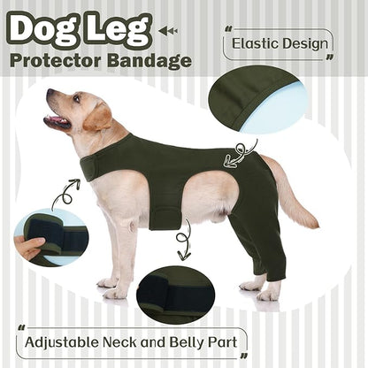 ROZKITCH Back Leg for Dogs Rear Leg Rear Legs, Pet Sleeve to Prevent Licking Wound Elbow Protector, Long Sleeve Dog Surgery Recovery Suit for Sprain ACL CCL Arthritis Joint Care Green M
