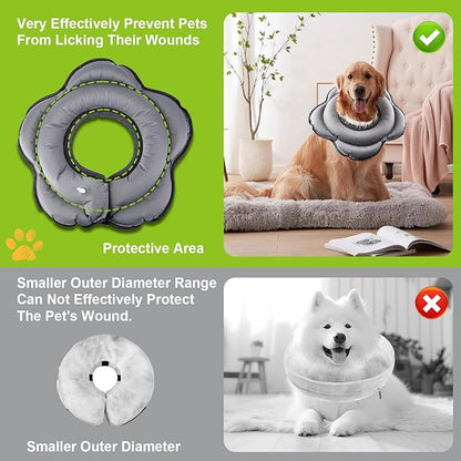 Dog Cone Collar for Large Dogs, Soft Inflatable Dog Donut Alternative After Surgery, Adjustable Protective Pet Recovery Collar, Donut Recovery Collar Prevents Licking for Dogs (Gray, L)