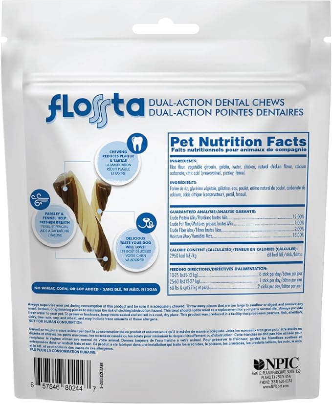 N-Bone FLOSSta Dual Action Dental Chews Chicken Flavor, 12-oz Bag