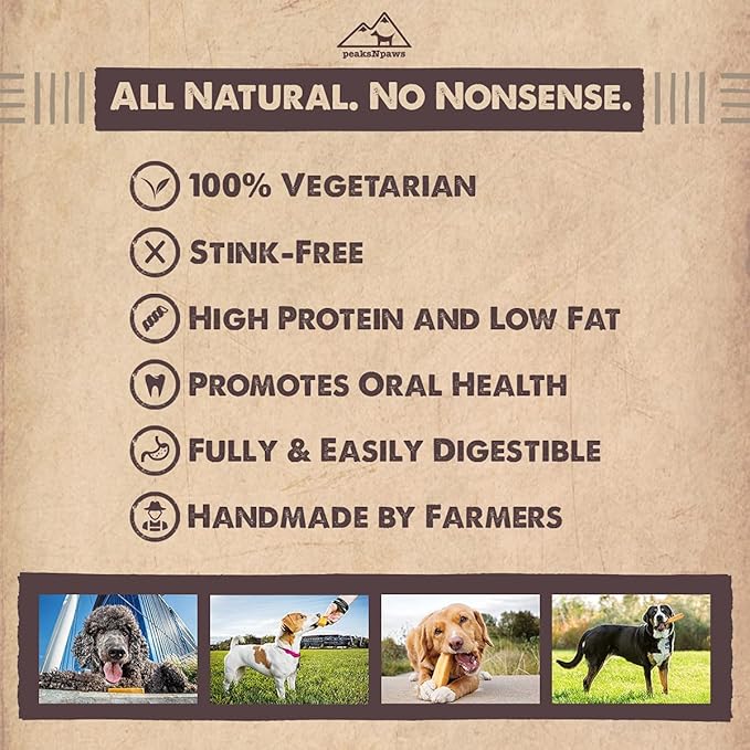 peaksNpaws Premium Yak Cheese Dog Treats - Natural Yak Chews from Himalayan Mountains - Grain Free, Lactose Free - Easily Digestible, 100% Eco-Friendly Packaging (3 Lb. Bag)