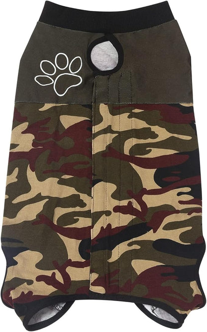 Jiupety Dog Surgical Recovery Suit Adjustable, Not Fit Slim and Long Body, Dogs Suit for Surgery Recovery, 2XL Size, Anti-Licking Surgical Dog Onesies, Camo