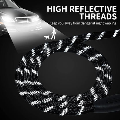 Long Dog Leash for Training 30Ft-Reflective Nylon Rope with Swivel Hook-Recall Agility Lead for Large Small Medium Dogs Outside Walking Hiking-Black Diam 1/2"