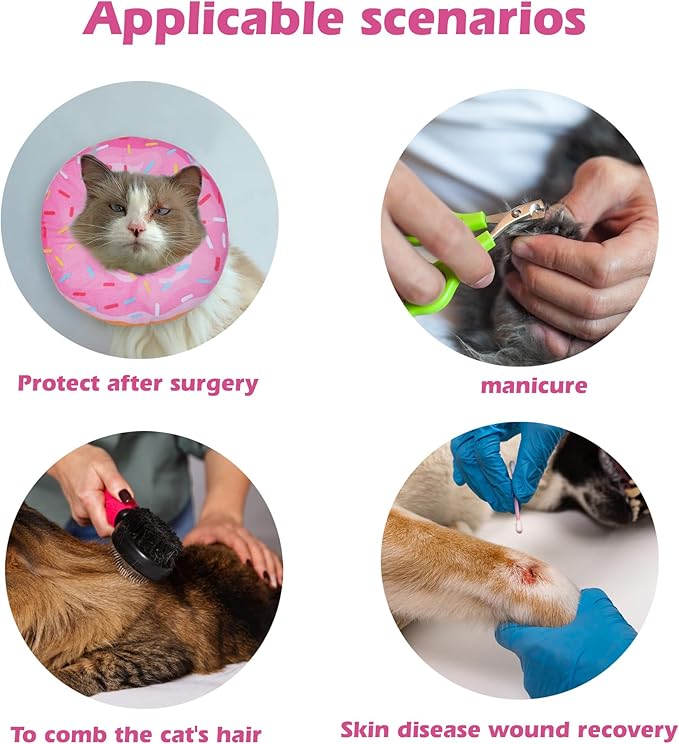 Dog Cones for Small Dogs,Comfortable Adjustable Soft Dog Cone After Surgery，Soft Protective Recovery Cone for Dogs and Cats,Washable Dog Elizabethan Collar Stop Licking Wounds (Donut Pink, XL)
