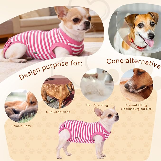 Dog Recovery Suit Post Surgery Shirt,Large Female Spay Wound Protective Suit,Pink XL