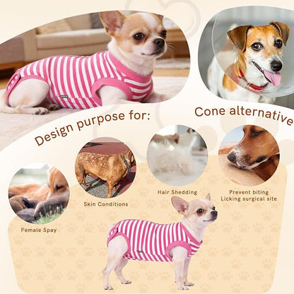 Dog Recovery Suit Post Surgery Shirt,Large Female Spay Wound Protective Suit,Pink XL