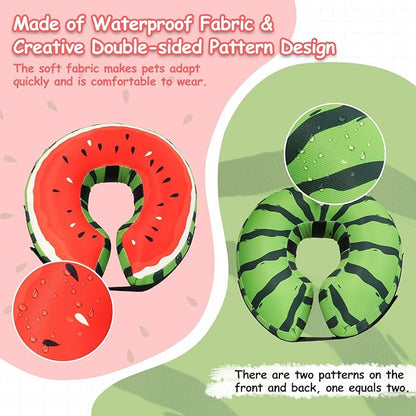 Dog Cone Collar Alternative, Inflatable, Waterproof Fabric Comfy Pillow for Dogs (Red-Green, XL(Neck:19.68'-29.6'))